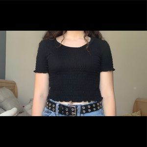 black t-shirt cropped